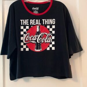Coca Cola registered black cropped T-shirt NWT